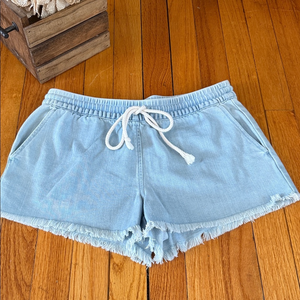 Aerie Sky Blue Frayed Jean Shorts‎